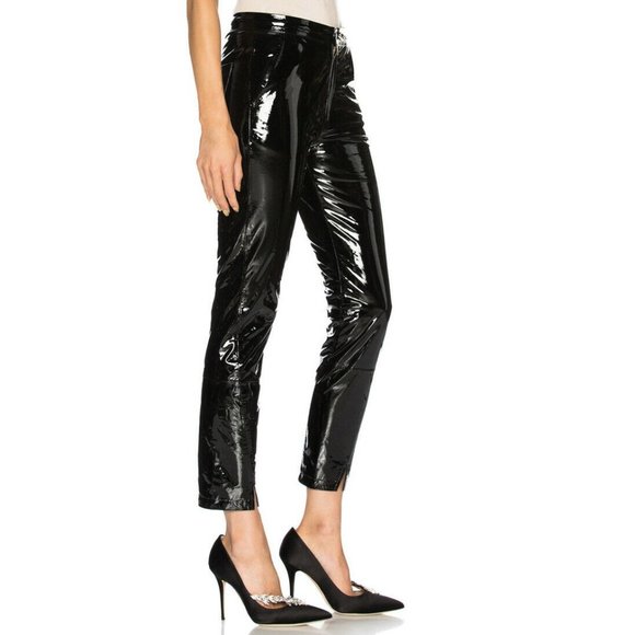 Zeynep Arcay Patent Leather Pants Ankle Slits 4 - Picture 3 of 12